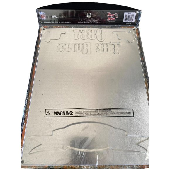 NFL New England Patriots Metal Embossed Distressed Obey The Rules Tin Sign 14.5" - Picture 3 of 6